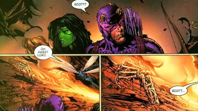 scott lang s dead remains are found on the mansion by hawkeye and she hulk in avengers 500 ۱۰ باری که مارول با مرگ شخصیتها، طرفداران را بهتزده کرد - گیمفا