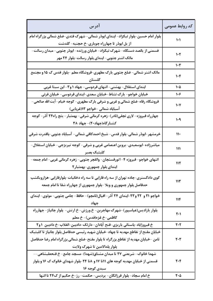 جدول قطعی برق کرمان امروز جمعه 10 مرداد 1404
