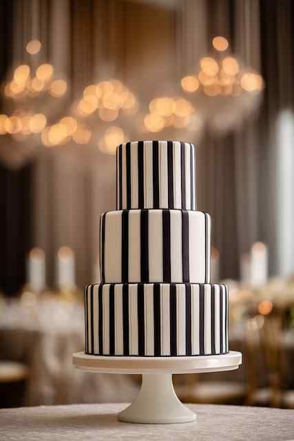 کیک تولد سفید مشکی مردانه