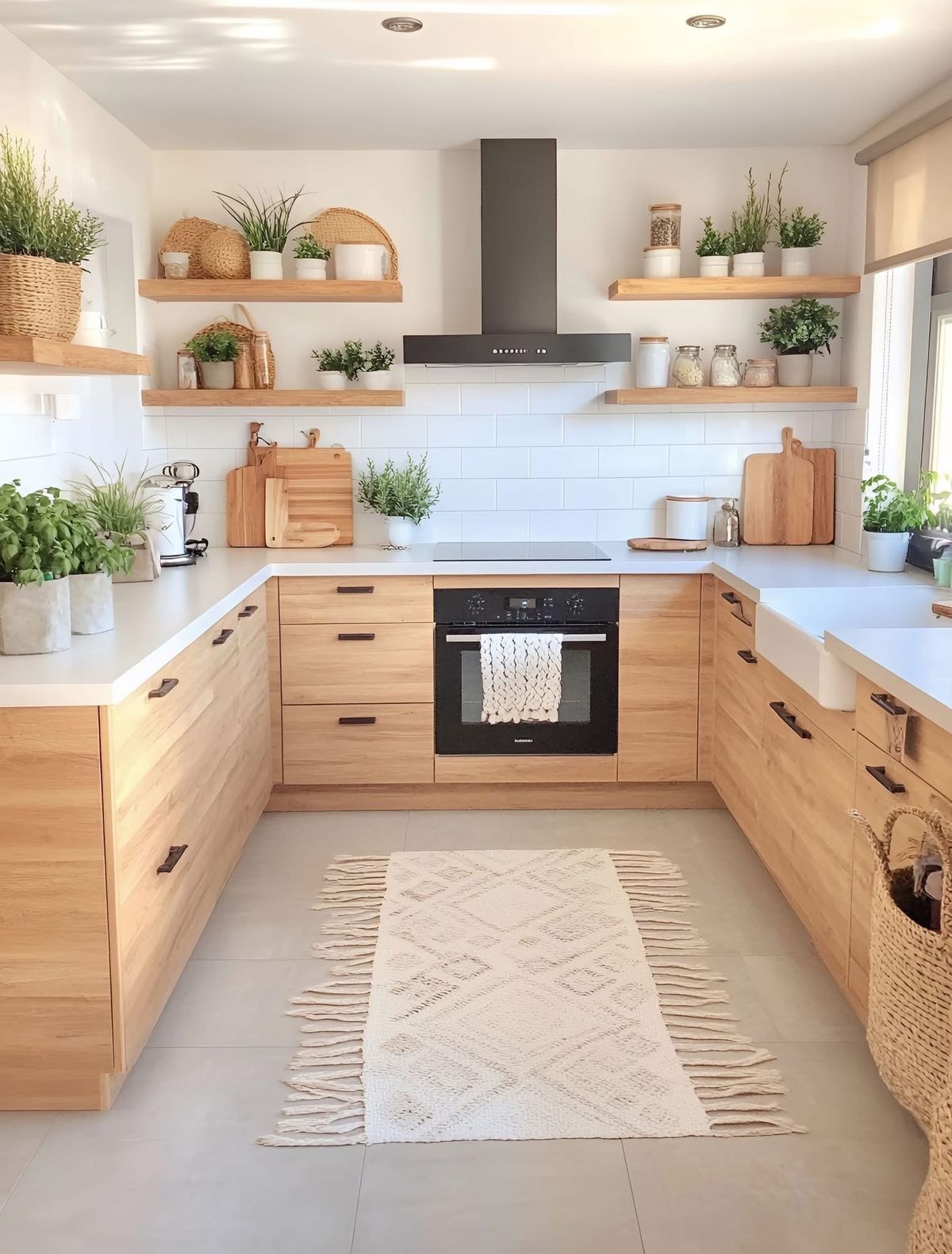 کابینت سفید و چوب