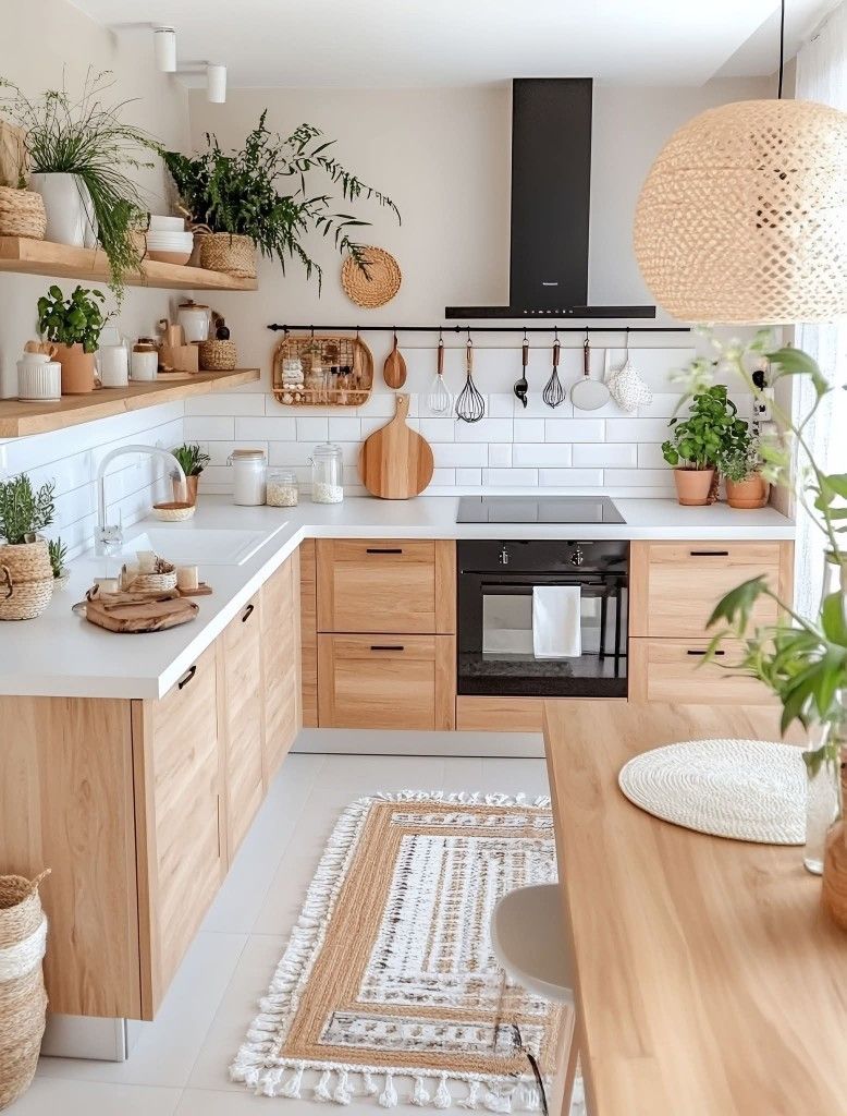 کابینت سفید و چوب