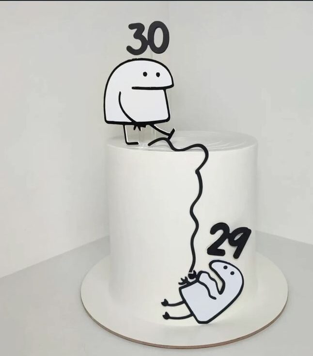 کیک تولد سفید مشکی مردانه