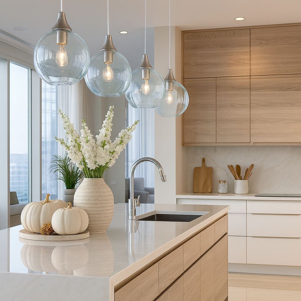 کابینت سفید و چوب