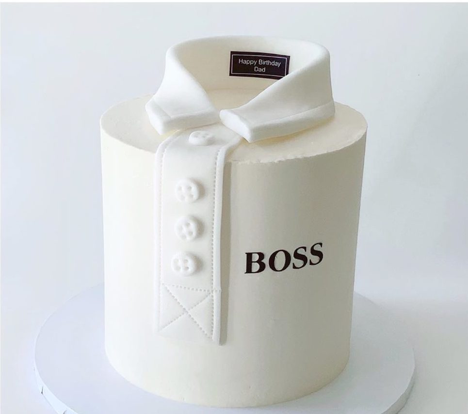 کیک تولد سفید مشکی مردانه