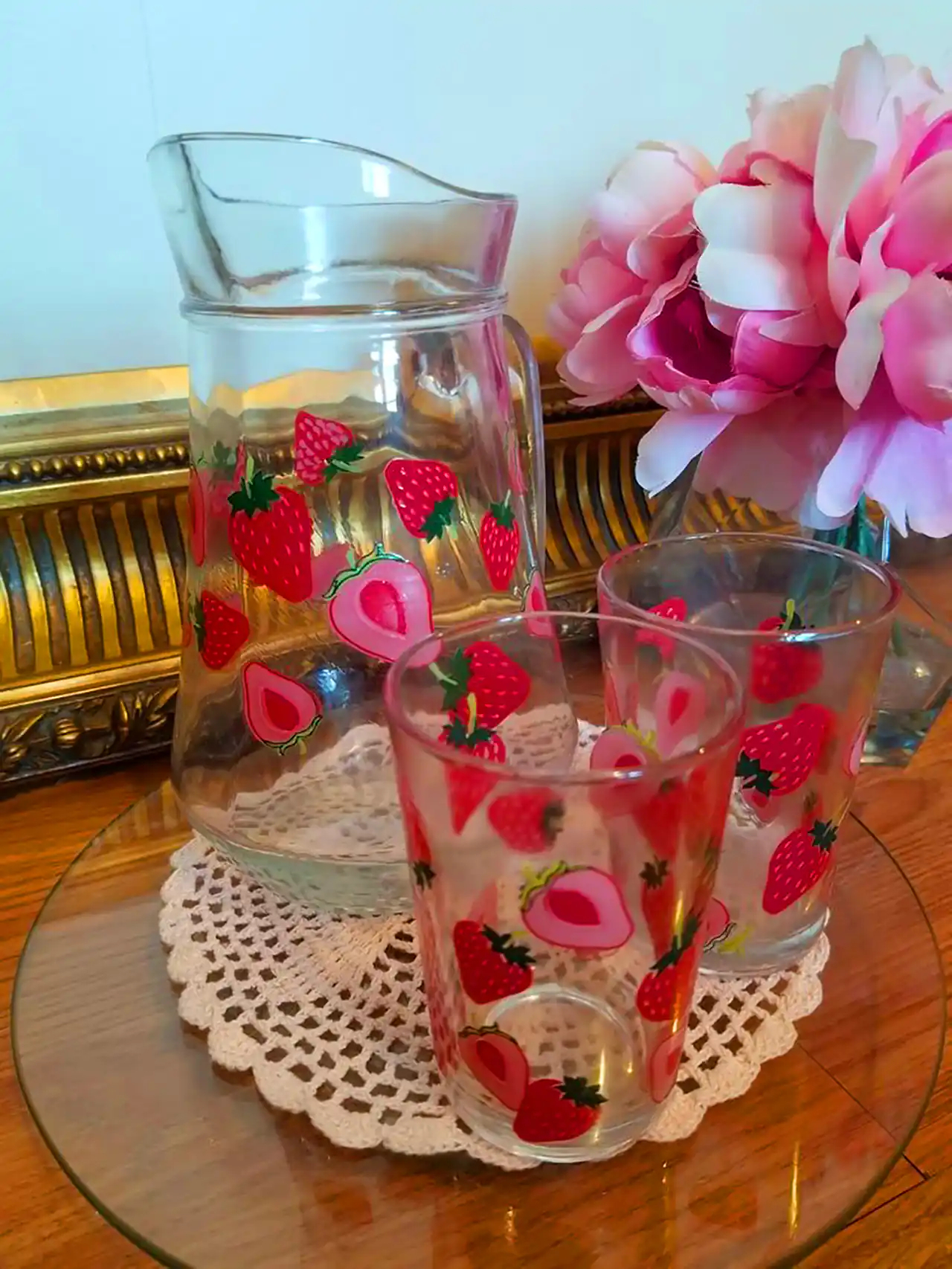 ست پارچ و لیوان فانتزی شیشه ای