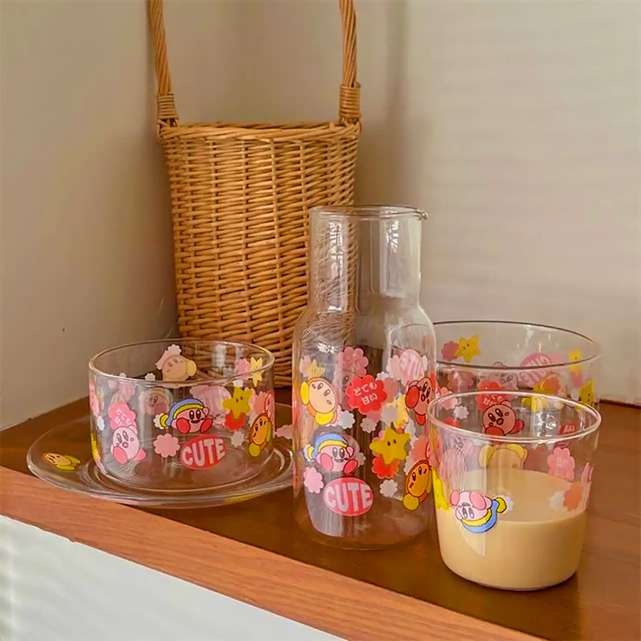 ست پارچ و لیوان فانتزی شیشه ای