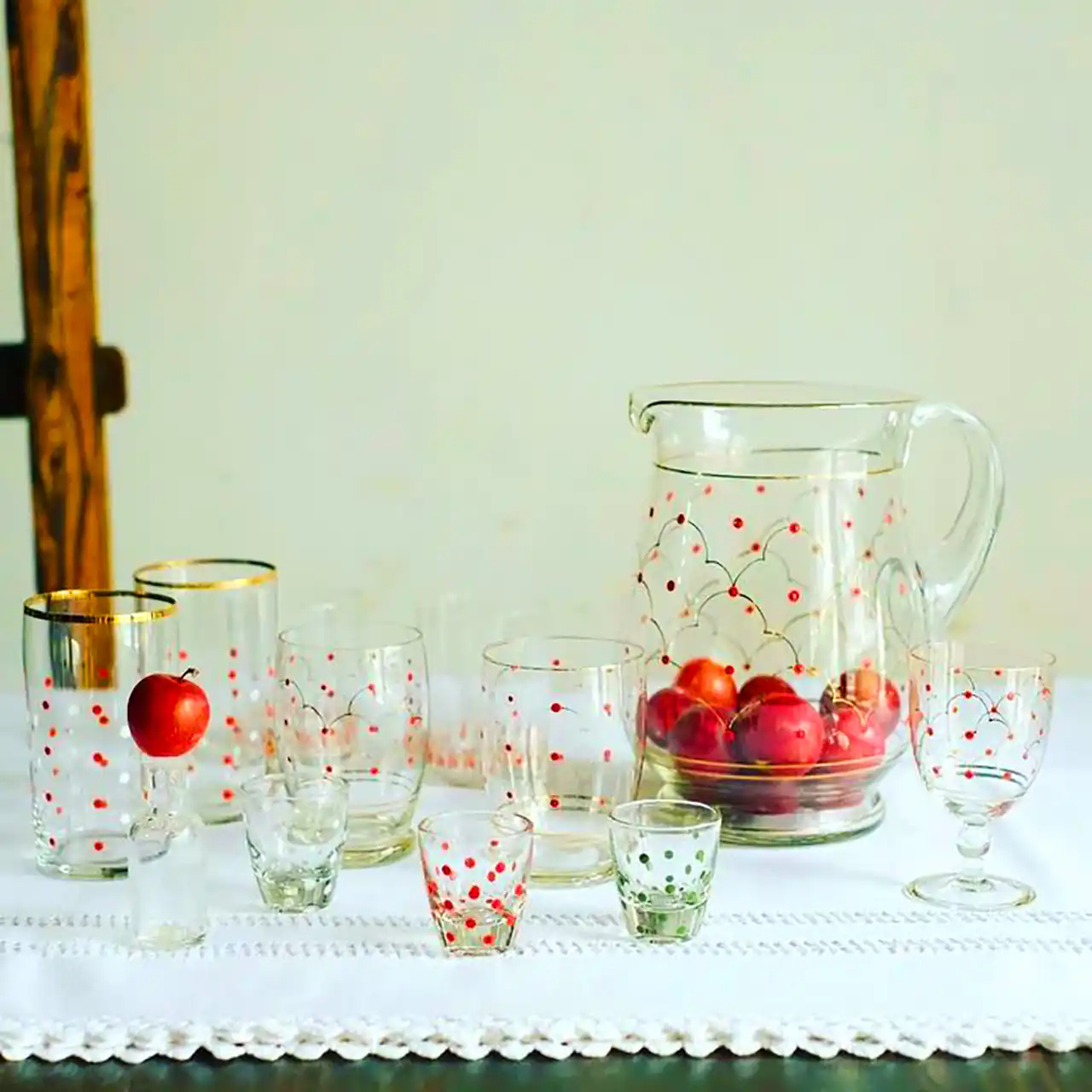 ست پارچ و لیوان فانتزی شیشه ای