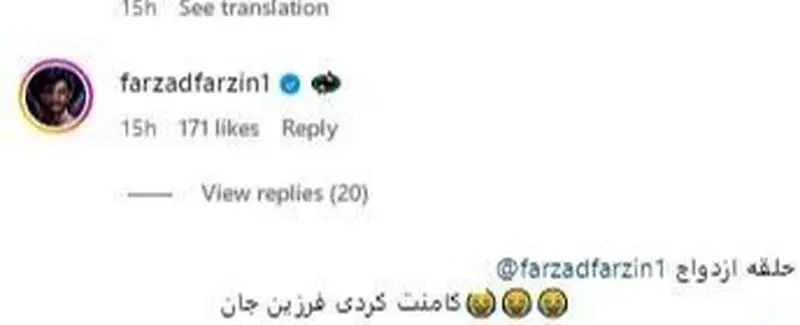 کامنت فرزاد فرزین برای مریم مومن