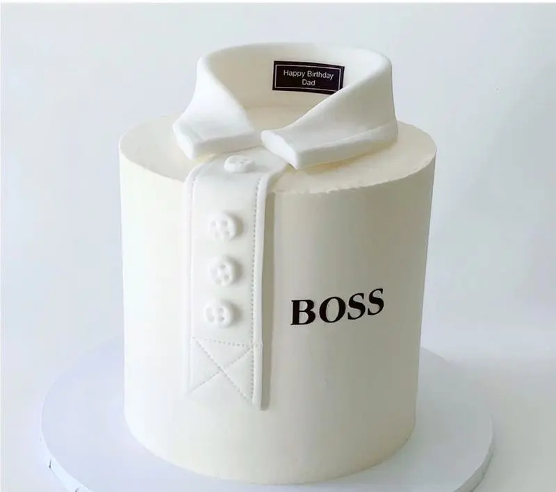 کیک تولد سفید مشکی مردانه