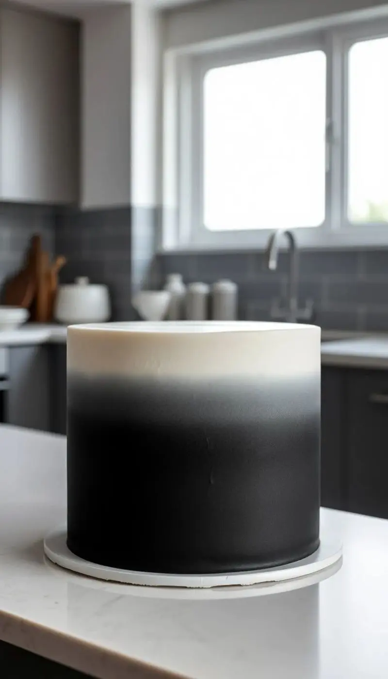 کیک تولد سفید مشکی مردانه