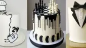 آشپزی / بهترین مدل‌ های کیک تولد مردانه لاکچری سفید و مشکی اینستاگرامی