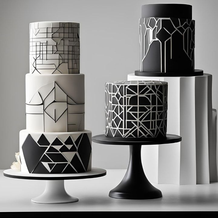 کیک تولد سفید مشکی مردانه