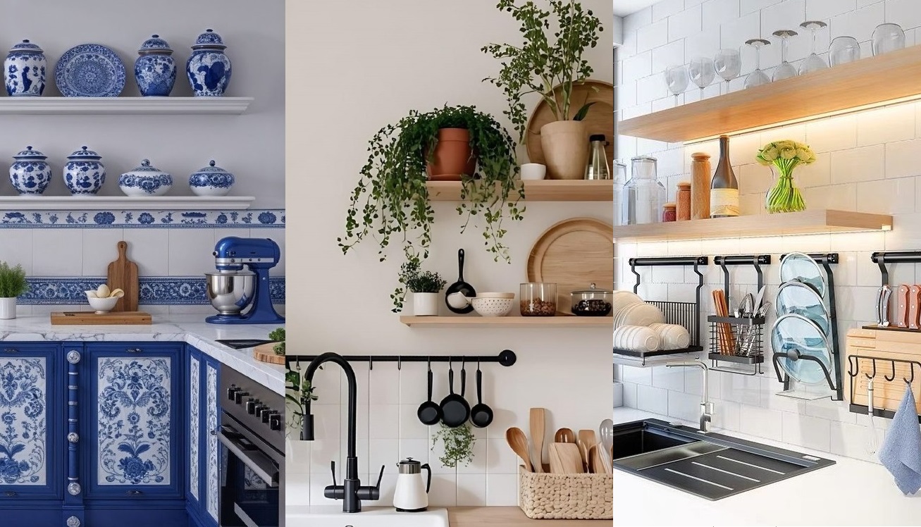 ۴۰ ایده شلف دیواری آشپزخانه؛ ترکیب جادویی چوب، فانتزی و طراحی مدرن