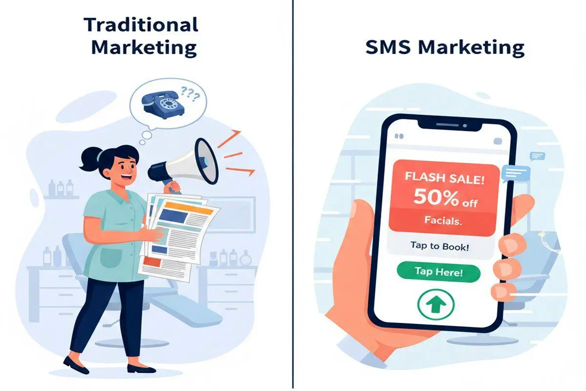 تبلیغات سنتی یا اس ام اس مارکتینگ؛ کدام کلید جذب مشتریان کلینیک پوست است؟