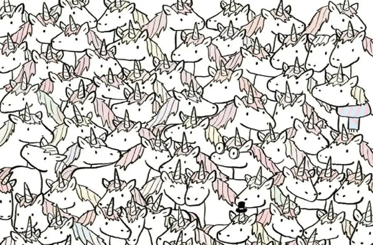 چالش تیزبینی: آیا می‌توانید سه اسب عادی پنهان در میان یونیکورن‌ها را زیر 10 ثانیه بیابید؟