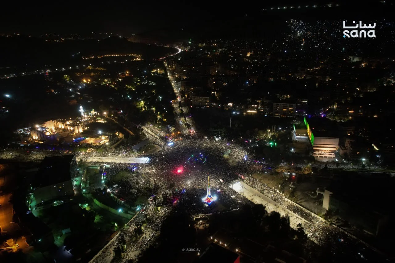 جشن های اولین سالگرد سقوط بشار اسد در میدان امویین دمشق
