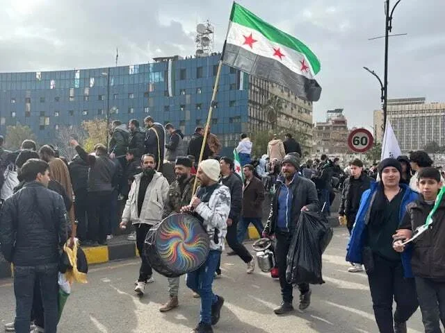 جشن های اولین سالگرد سقوط بشار اسد در میدان امویین دمشق