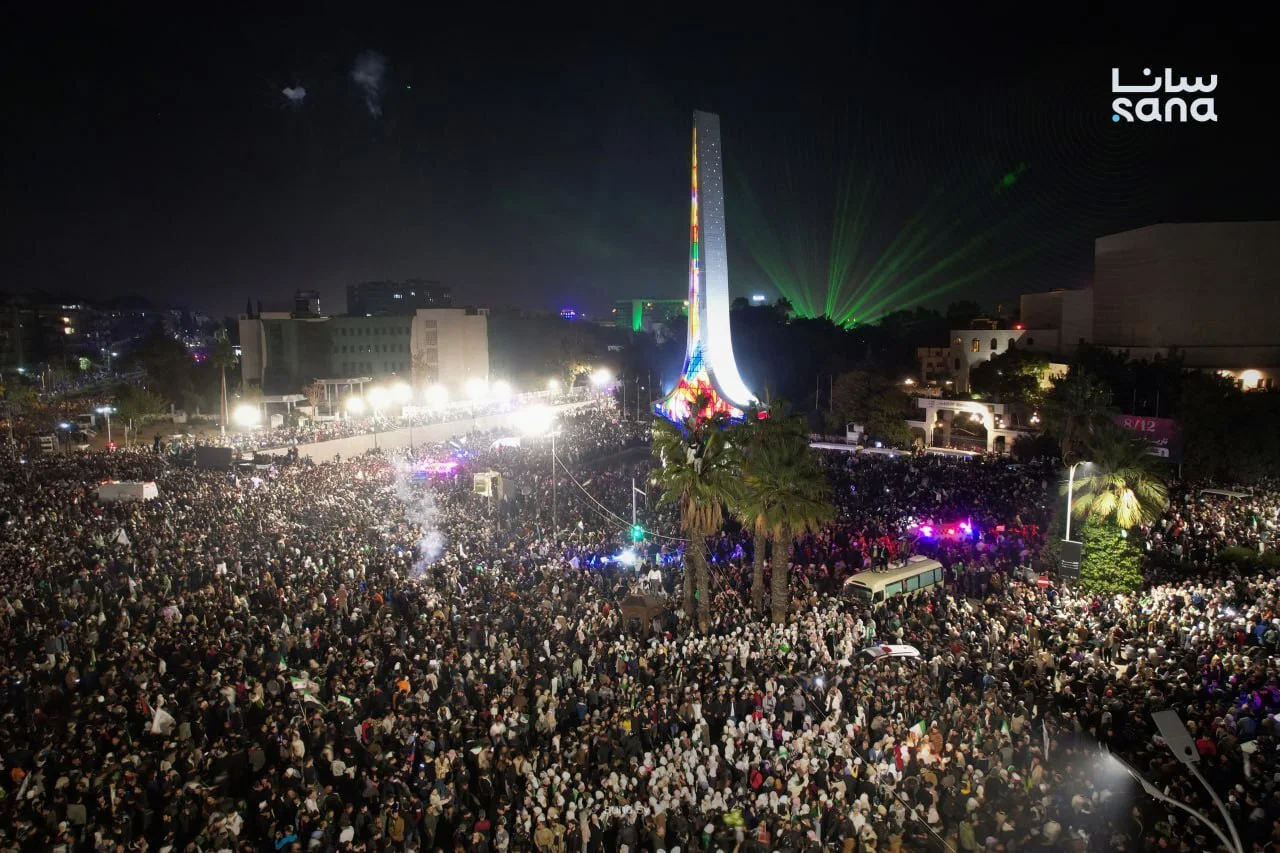 جشن های اولین سالگرد سقوط بشار اسد در میدان امویین دمشق