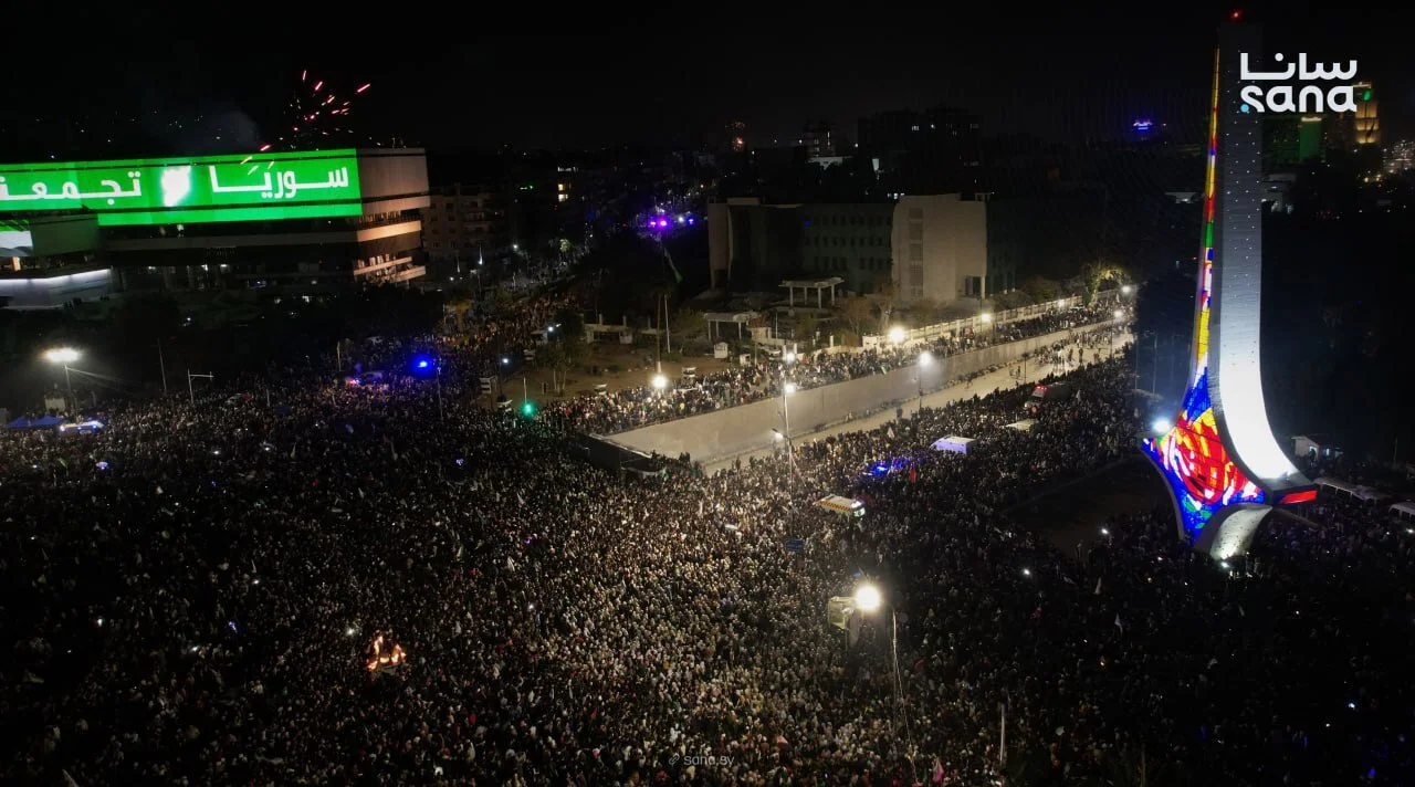 جشن های اولین سالگرد سقوط بشار اسد در میدان امویین دمشق