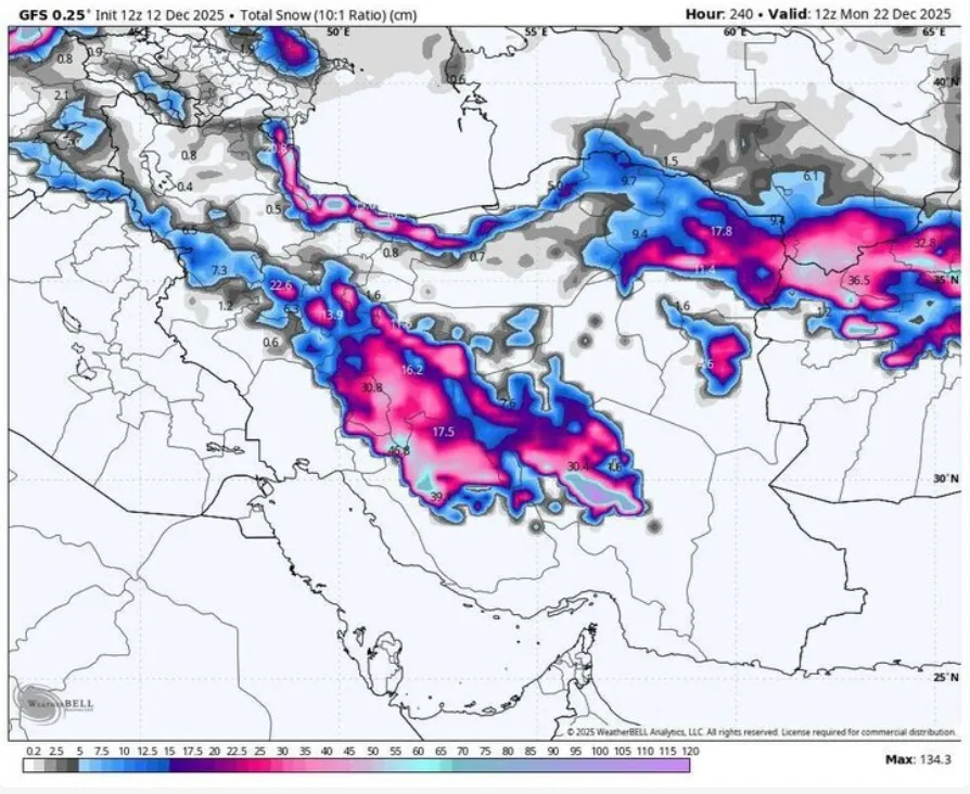 نقشه بارش برف نقشه بارش برف