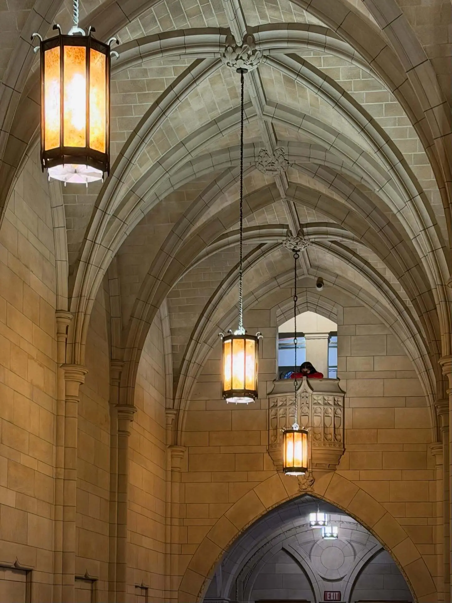 تصویری عمودی از نمای خارجی ساختمان «کلیسای جامع یادگیری» در دانشگاه پیتسبورگ؛ این آسمان‌خراش ۴۲ طبقه با معماری باشکوه نئوگوتیک، که توسط چارلز کلاودر در سال ۱۹۲۶ طراحی شده و ۲۰۰۰ فضای آموزشی را در خود جای داده است، در این عکس کاملاً مشهود است.