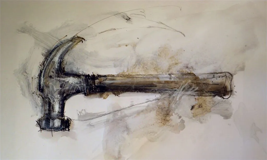 طرح آبرنگ از یک چکش