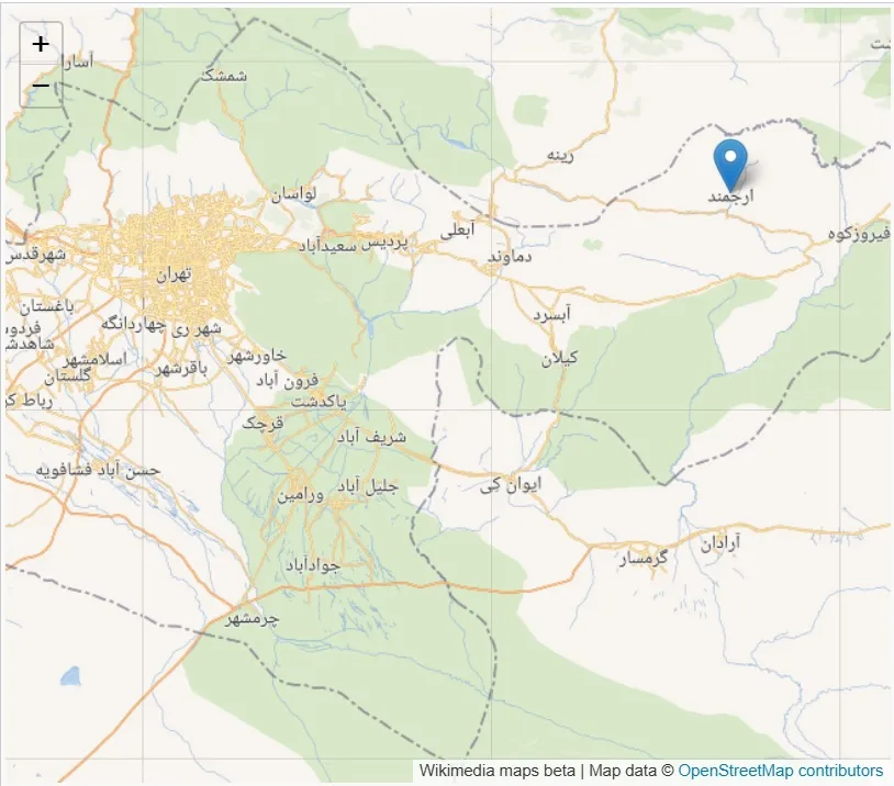 نقشه شهر ارجمند در استان تهران