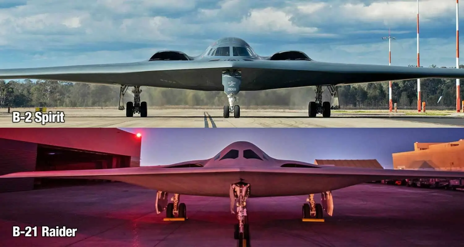بمب‌افکن‌های پنهانکار B-21 Raider و B-2 Spirit