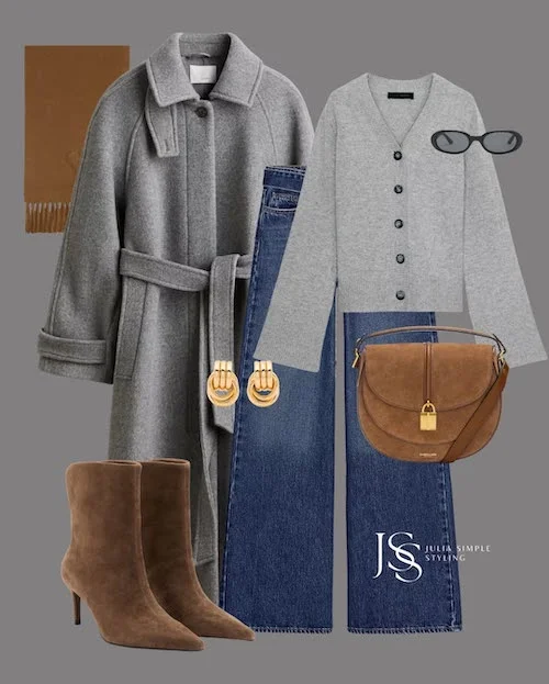 استایل با پالتوی طوسی