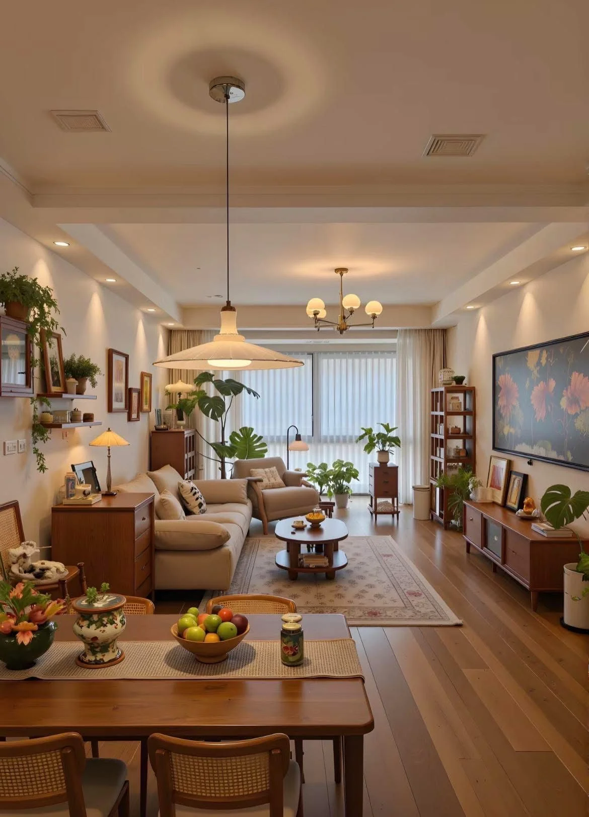 چیدمان پذیرایی مستطیل باریک