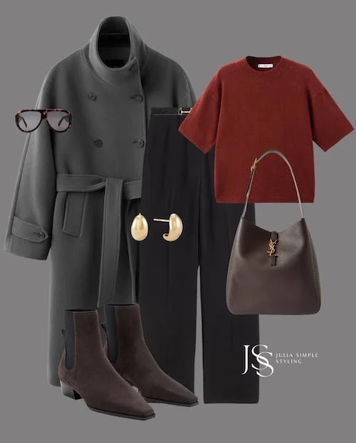 استایل با پالتوی طوسی