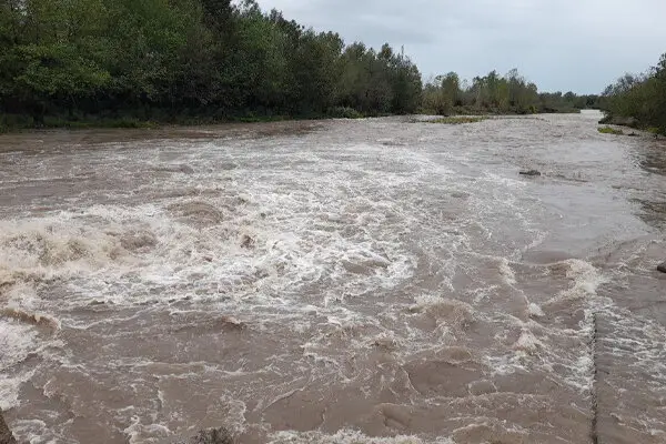 طغیان رودخانه درهمان بخش لیردف شهرستان جاسک