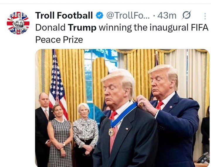 واکنش انفجاری کاربران انگلیسی به اهدای جایزه صلح ساختگی فیفا به ترامپ!