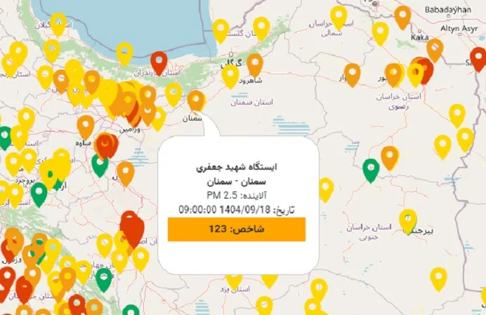 کیفیت هوای سمنان همچنان «ناسالم برای گروه‌های حساس»