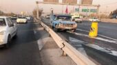 تعمیر فوری گاردریل‌های آسیب‌دیده در بزرگراه آزادگان