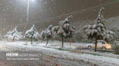بارش برف زمستانی در ارتفاعات کوهستانی کاشان؛ شروع فصل سفید پوشی در قمصر