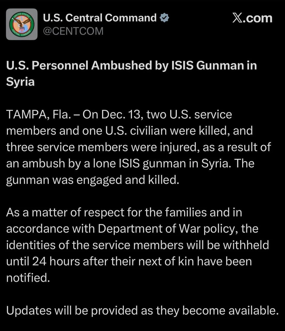 حمله مرگبار داعش علیه نظامیان آمریکا در سوریه؛ ۶ نفر کشته و زخمی شدند