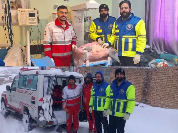 نجات معجزه‌آسا مادر و نوزاد در دل کولاک شدید دهنو!