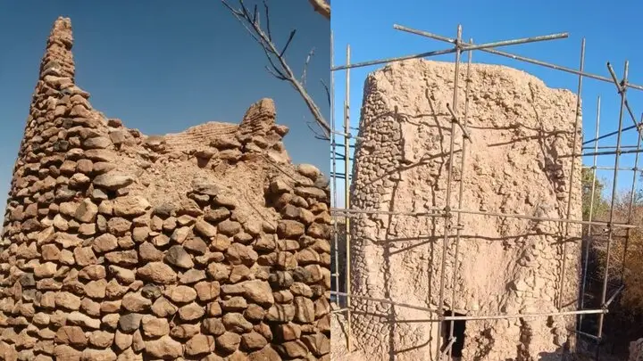 مردم یزد به پا خاستند؛ مرمت شگفت‌انگیز ۲ برج تاریخی با دست‌های خودشان + فیلم