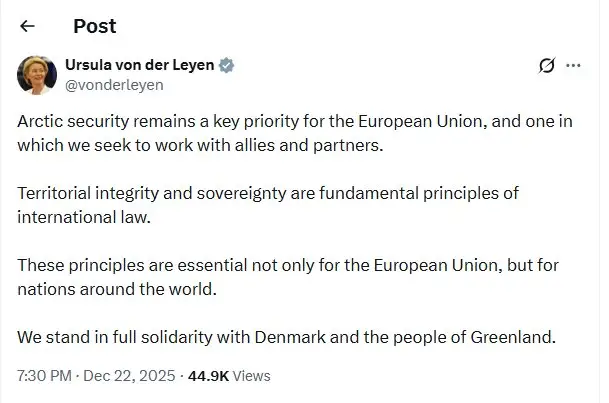 موضع‌گیری رئیس کمیسیون اروپا علیه چشم طمع ترامپ به گرینلند