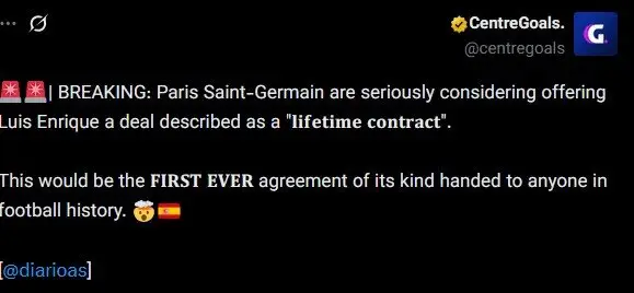 پیشنهاد قرارداد مادام العمر به سرمربی تیم پاری سن ژرمن