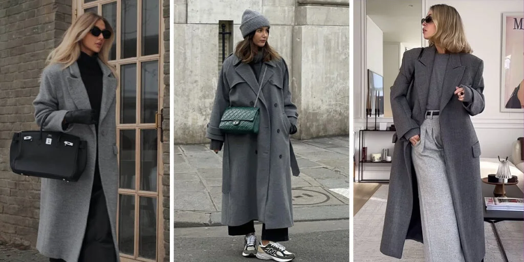 استایل با پالتوی طوسی