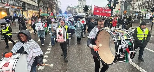 سوئدی‌ها در اعتراض به نقض آتش بس در غزه به خیابان آمدند