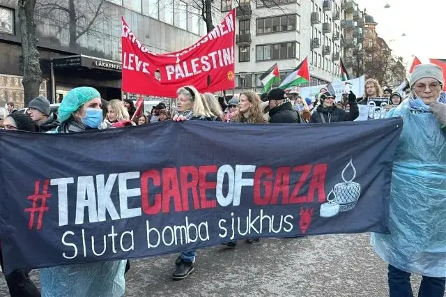 سوئدی‌ها در اعتراض به نقض آتش بس در غزه به خیابان آمدند