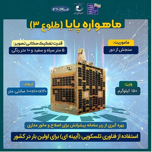 پایا (طلوع ۳)؛ پیشرفته‌ترین ماهواره تصویربرداری بومی ایران با دقت ۳ متری