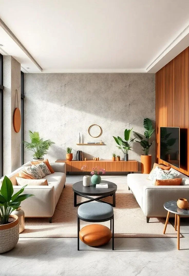 چیدمان پذیرایی مستطیل باریک