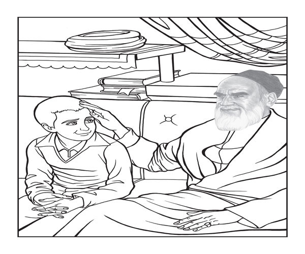 نقاشی درباره دهه فجر ساده با امام خمینی