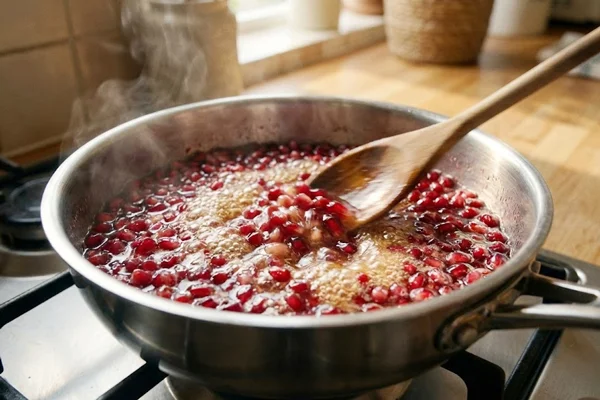 Boiling-pomegranate-seeds-with-juice-of-your-choice