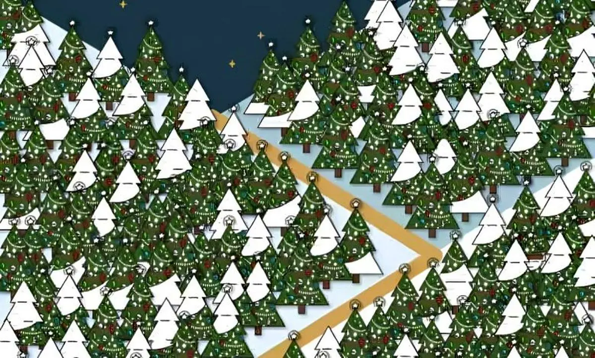 چالش دیدنی: جن کریسمسی پنهان در دل جنگل کاج را در ۶ ثانیه پیدا کنید!