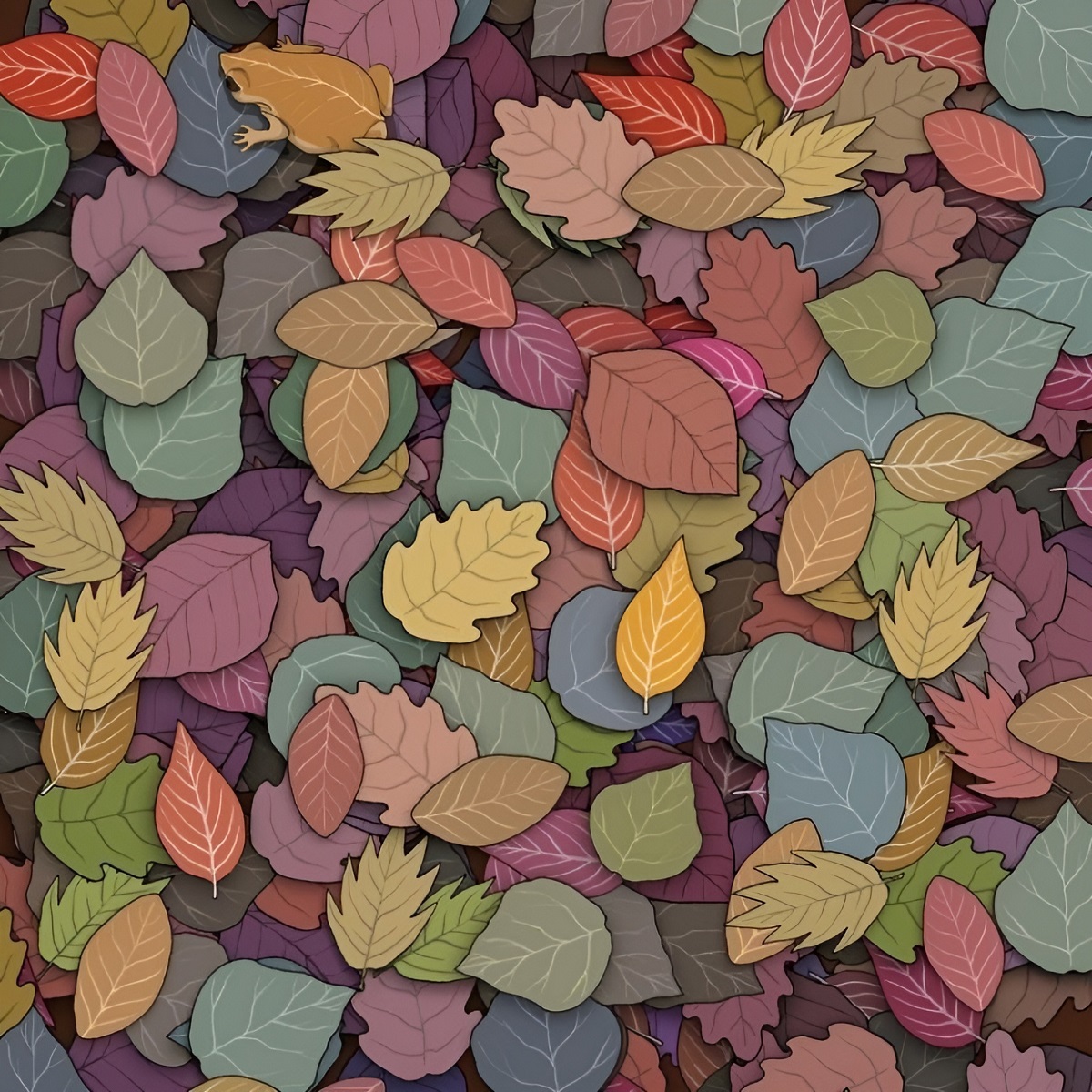 تست بینایی یافتن قورباغه در توده برگ ها